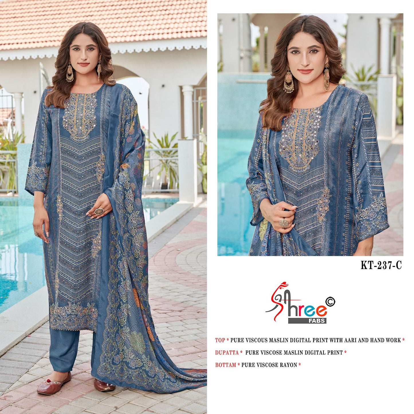 Kt 237 Shree Fabs Pure Viscose Pakistani Salwar Suits Wholesale Price