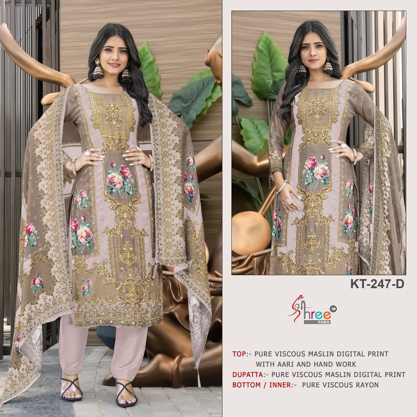 Kt 247 Shree Fabs Viscose Muslin Karachi Salwar Suits Exporter India