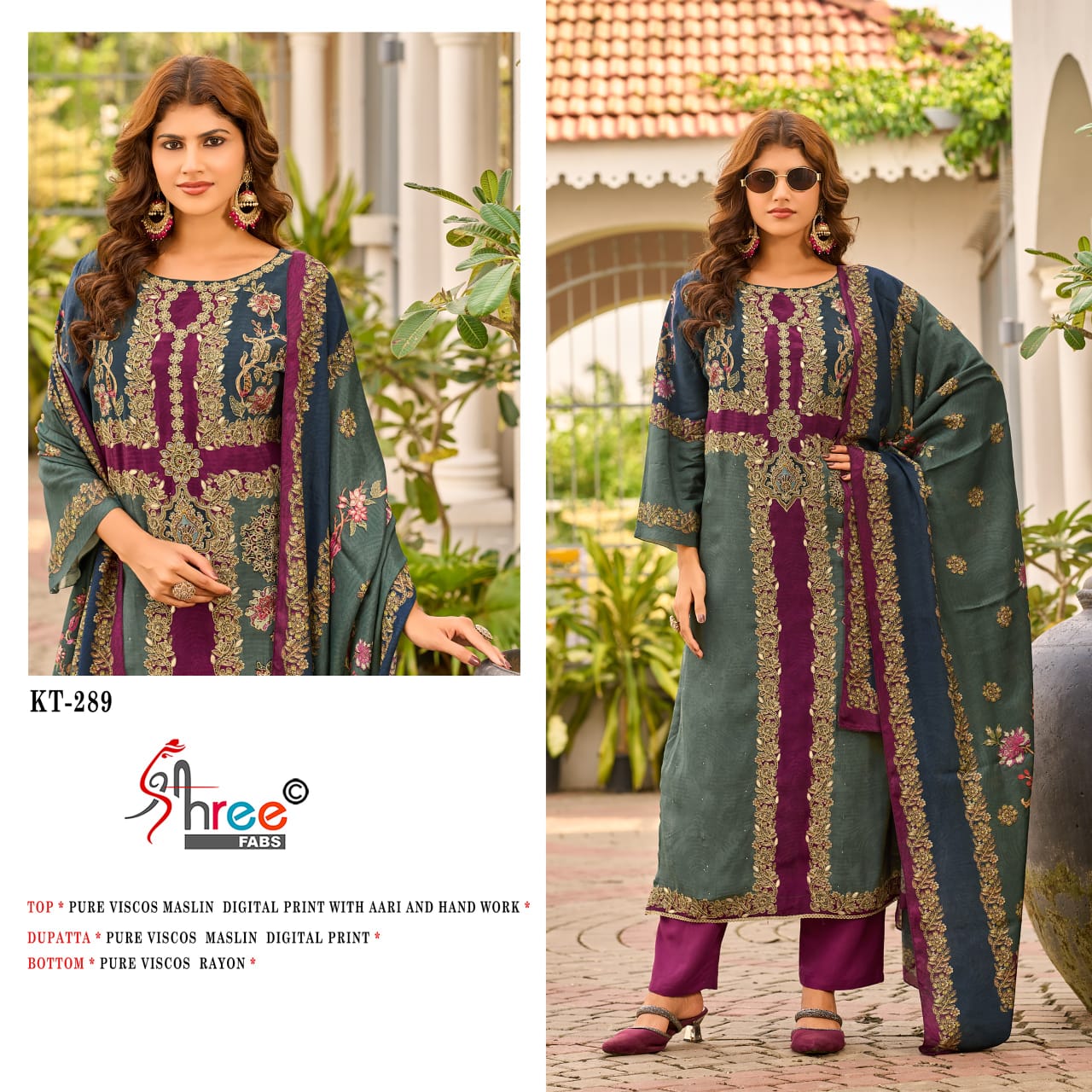 Kt 289 Shree Fabs Pure Viscose Muslin Pakistani Salwar Suits Wholesaler India
