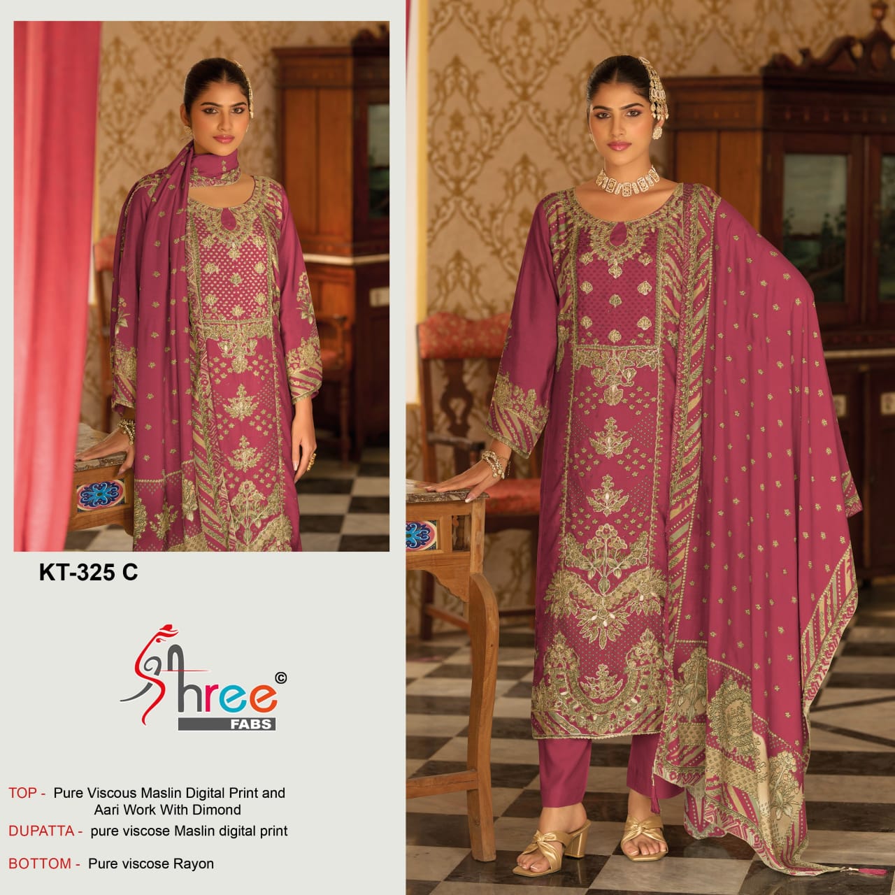 Kt 325 Shree Fabs Viscose Muslin Karachi Salwar Suits Wholesaler Ahmedabad