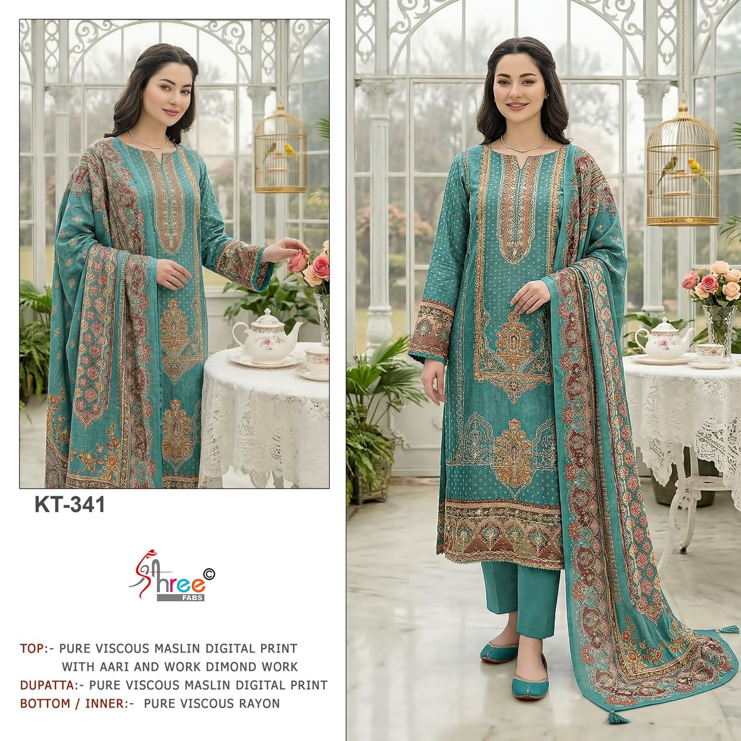 Kt 341 Shree Fabs Viscose Muslin Pakistani Salwar Suits Manufacturer