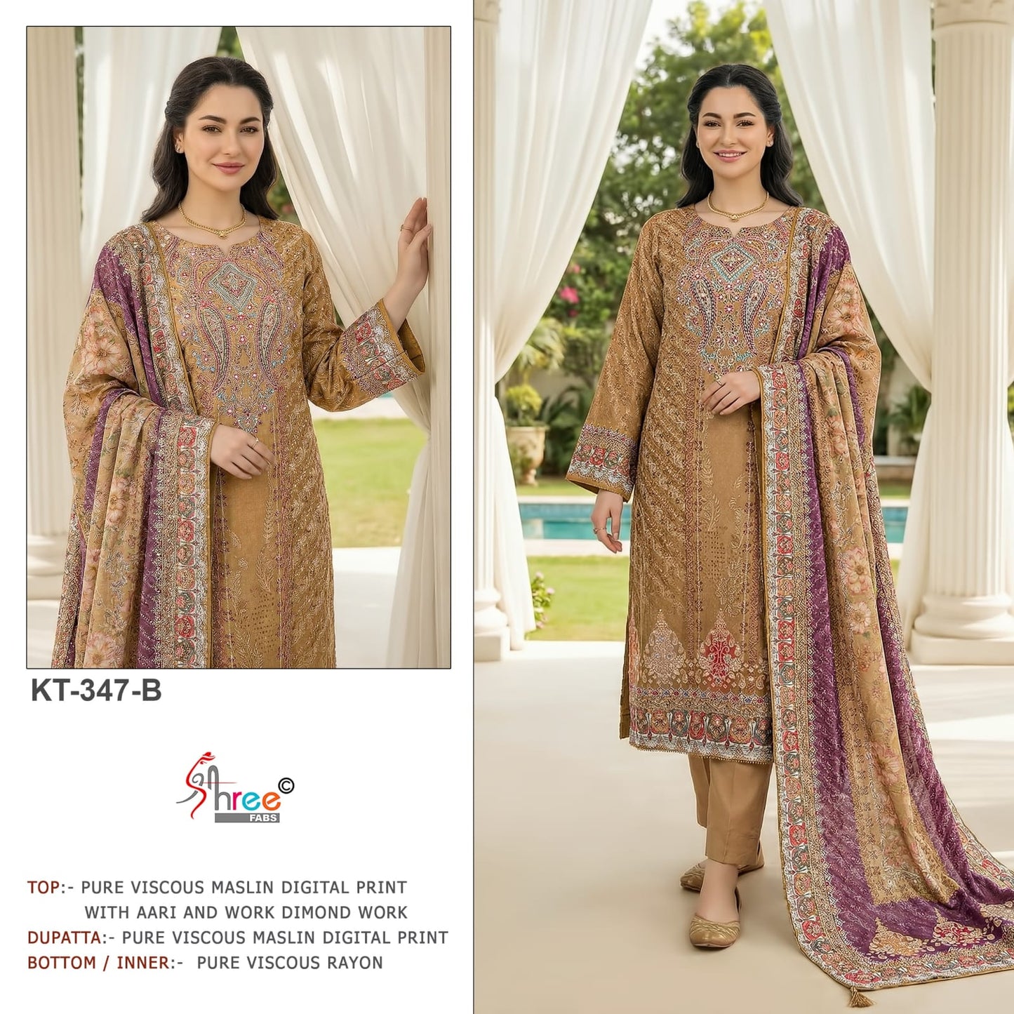 Kt 347 Shree Fabs Viscose Muslin Pakistani Salwar Suits Wholesale