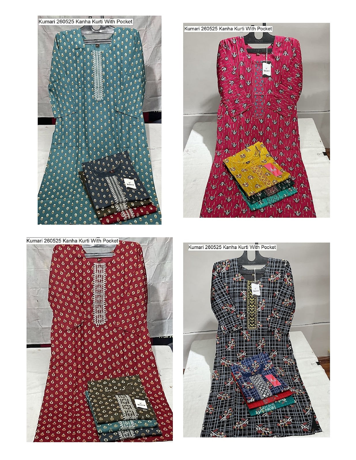 Kumari 260525 Kanha Reyon Kurti With Pocket Wholesale Price