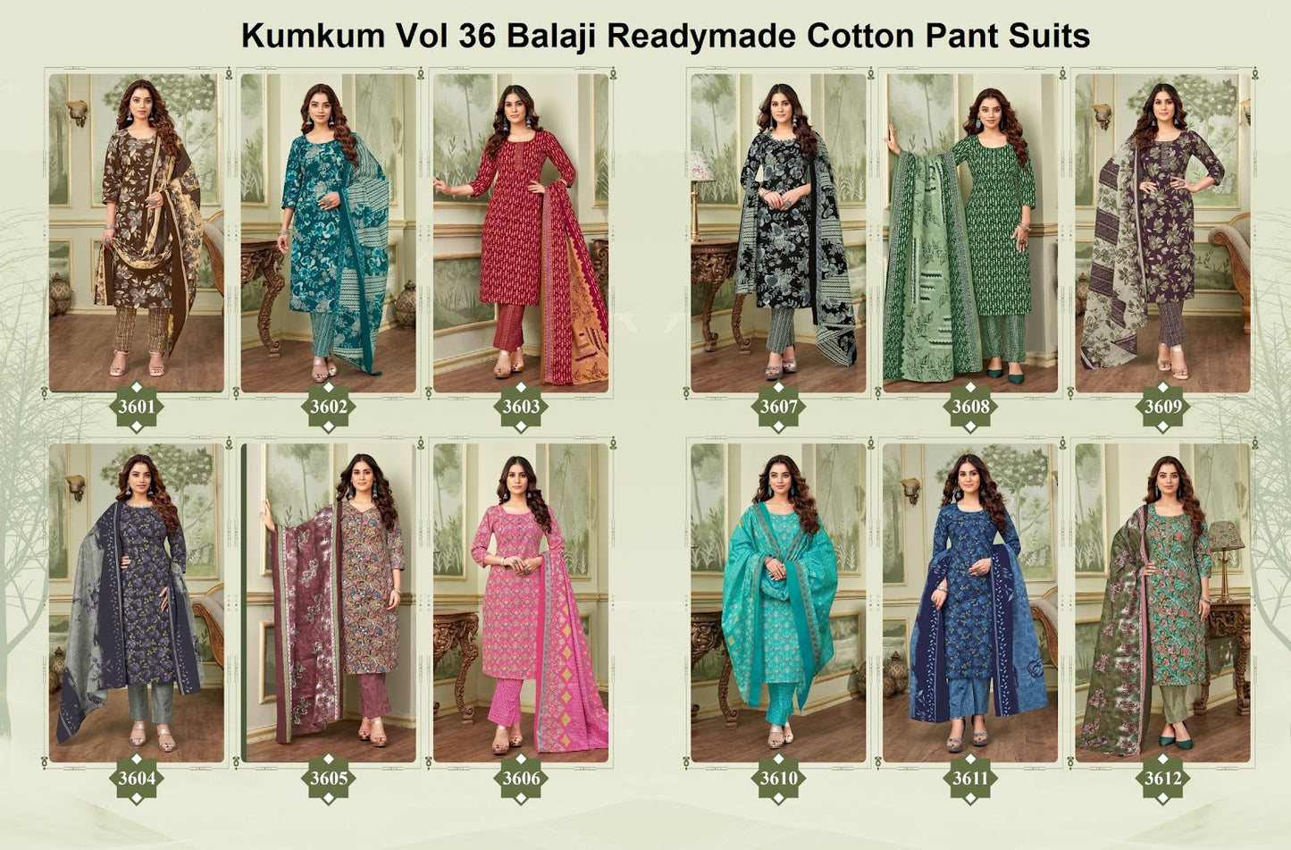 Kumkum Vol 36 Balaji Readymade Cotton Pant Suits Exporter Gujarat