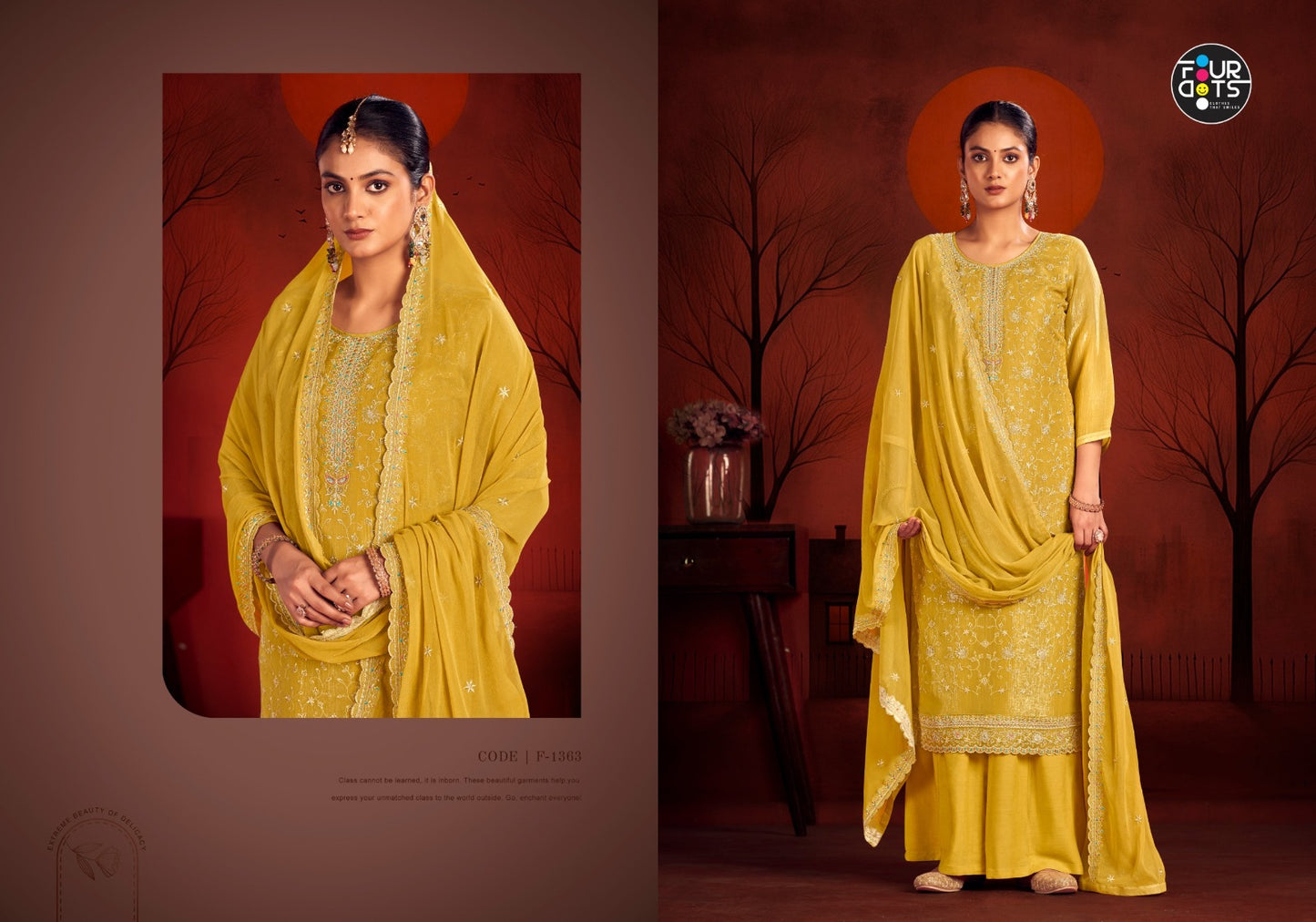 Kundan Four Dots Silk Pant Style Suits Manufacturer