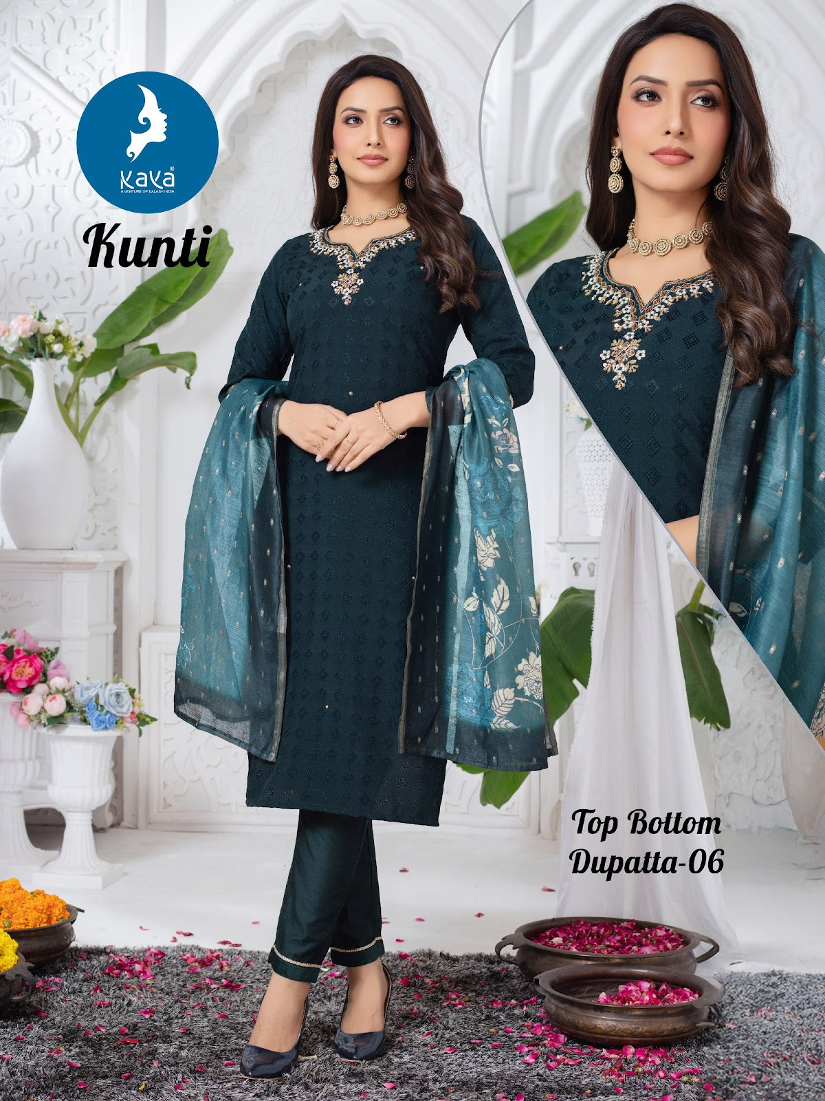 Kunti Kaya Dobby Readymade Pant Style Suits Wholesaler India