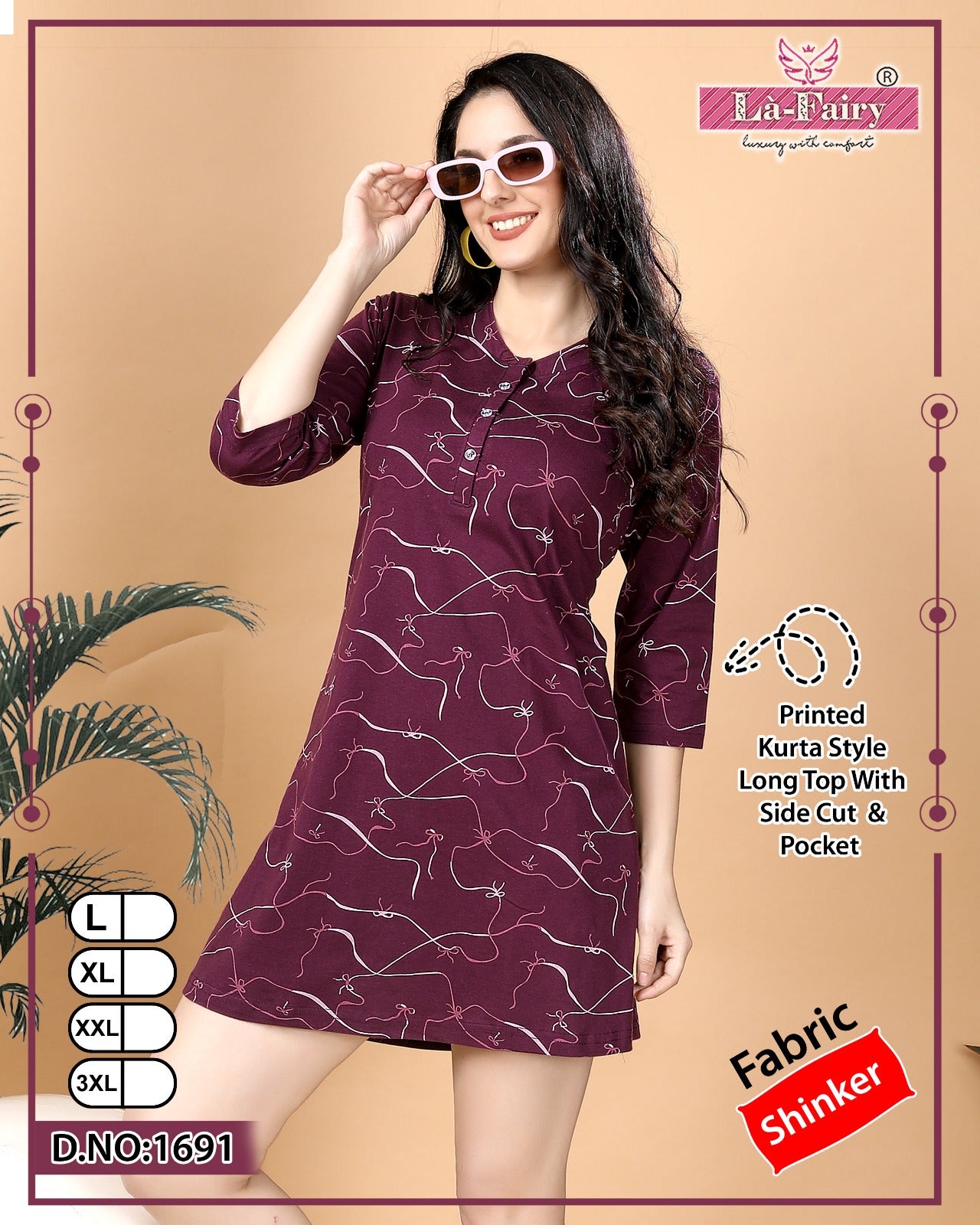 Kurta Style Deisgn 1691 La Fairy Sinker Designer Long Top Manufacturer India