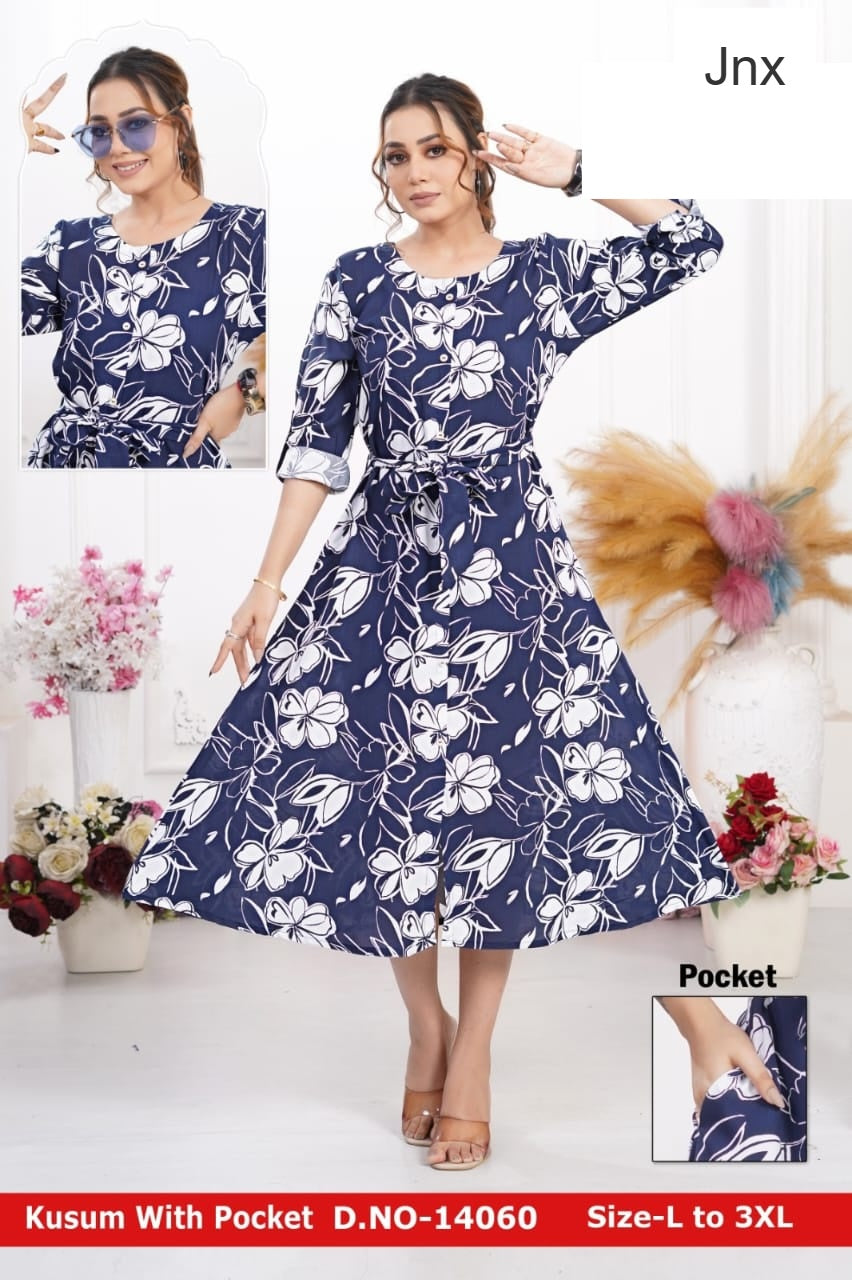 Kusum Jnx Rayon Kurti With Pocket Wholesaler Ahmedabad