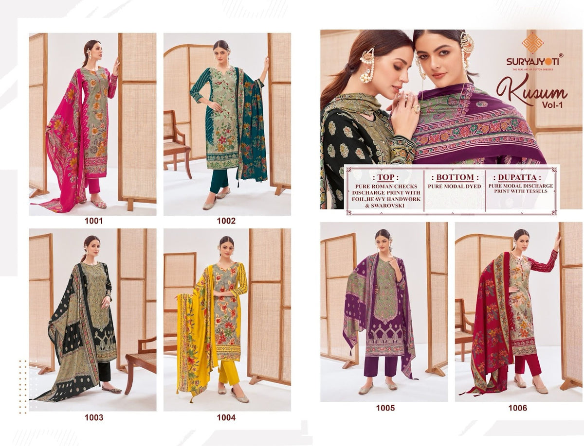 Kusum Vol 1 Suryajyoti Swarovski Pant Style Suits Wholesaler