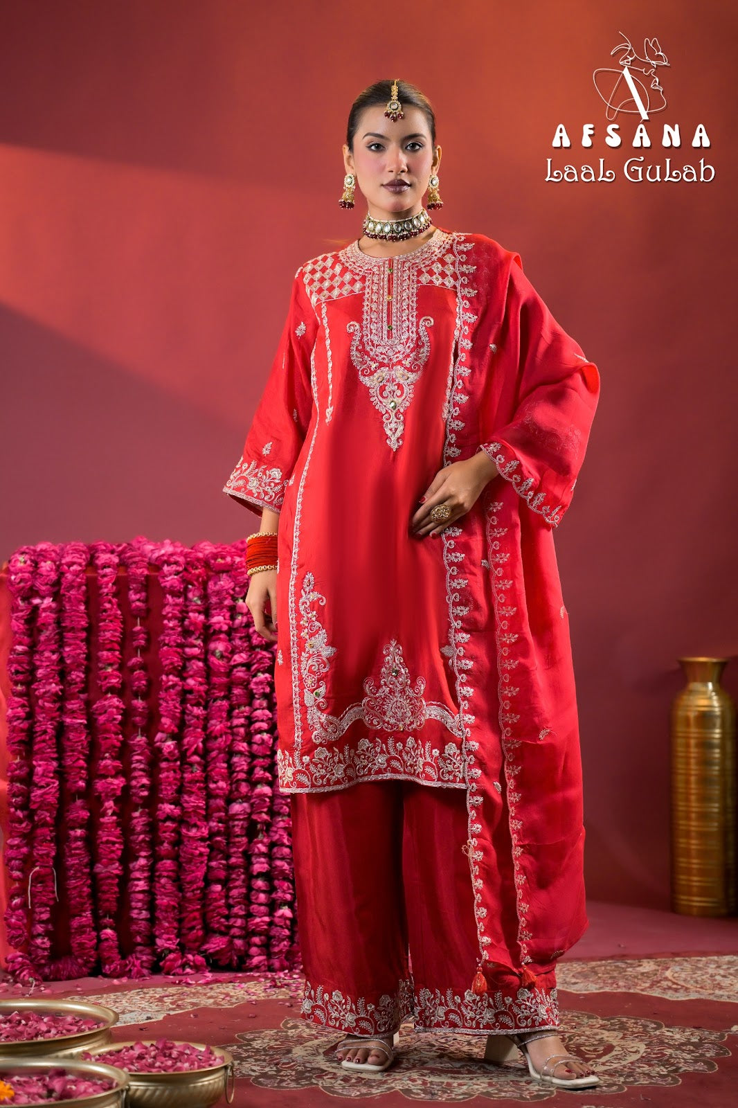 Laal Gulab Afsana Russian Readymade Plazzo Style Suits Wholesaler Gujarat