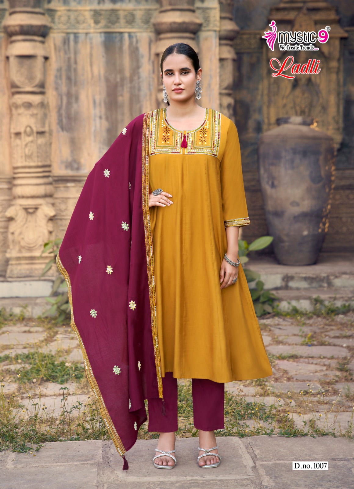 Ladli Vol 1 Mystic 9 Roman Silk Readymade Anarkali Suits Manufacturer India