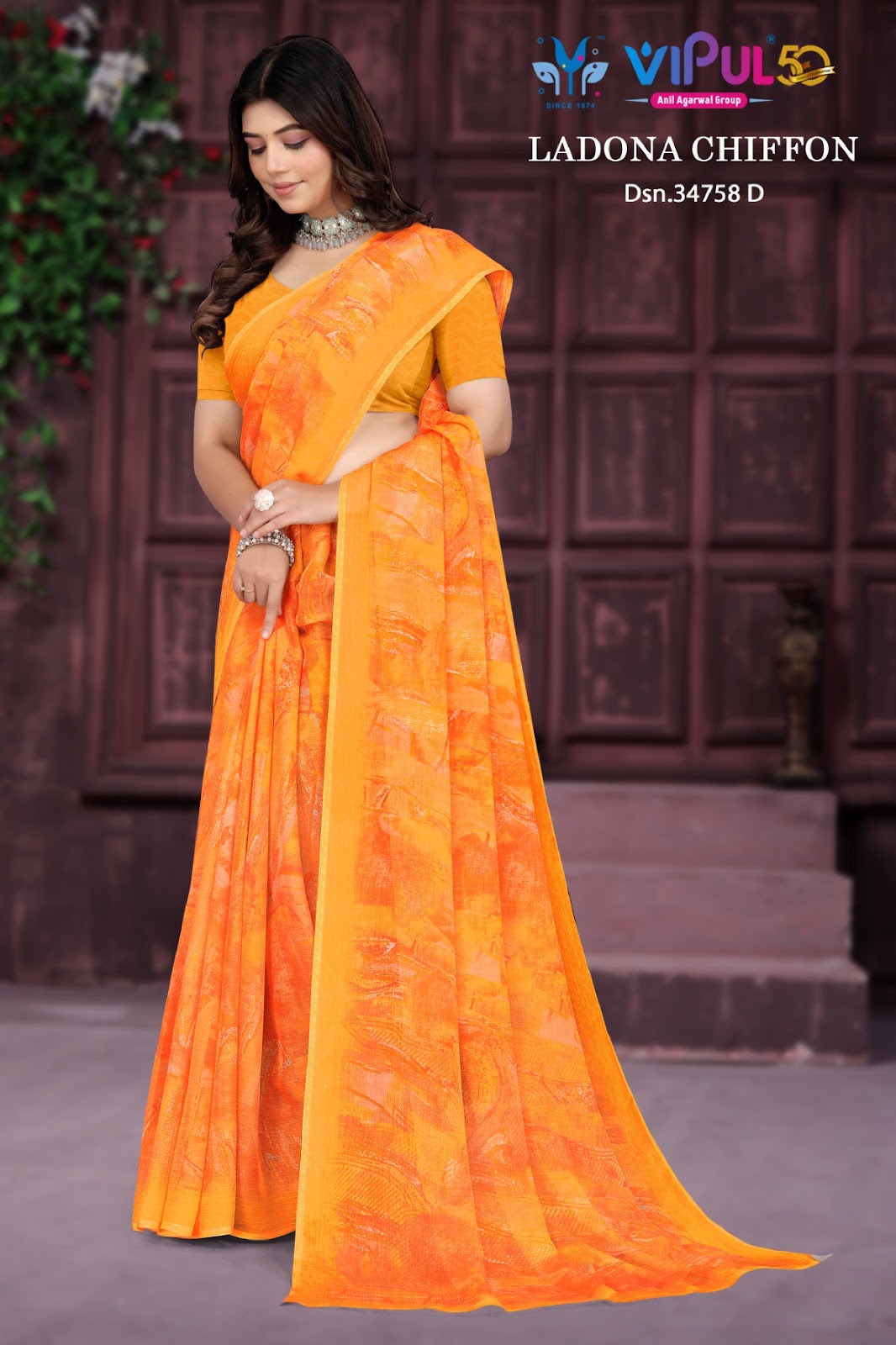 Ladona 34758 Vipul Chiffon Sarees Exporter