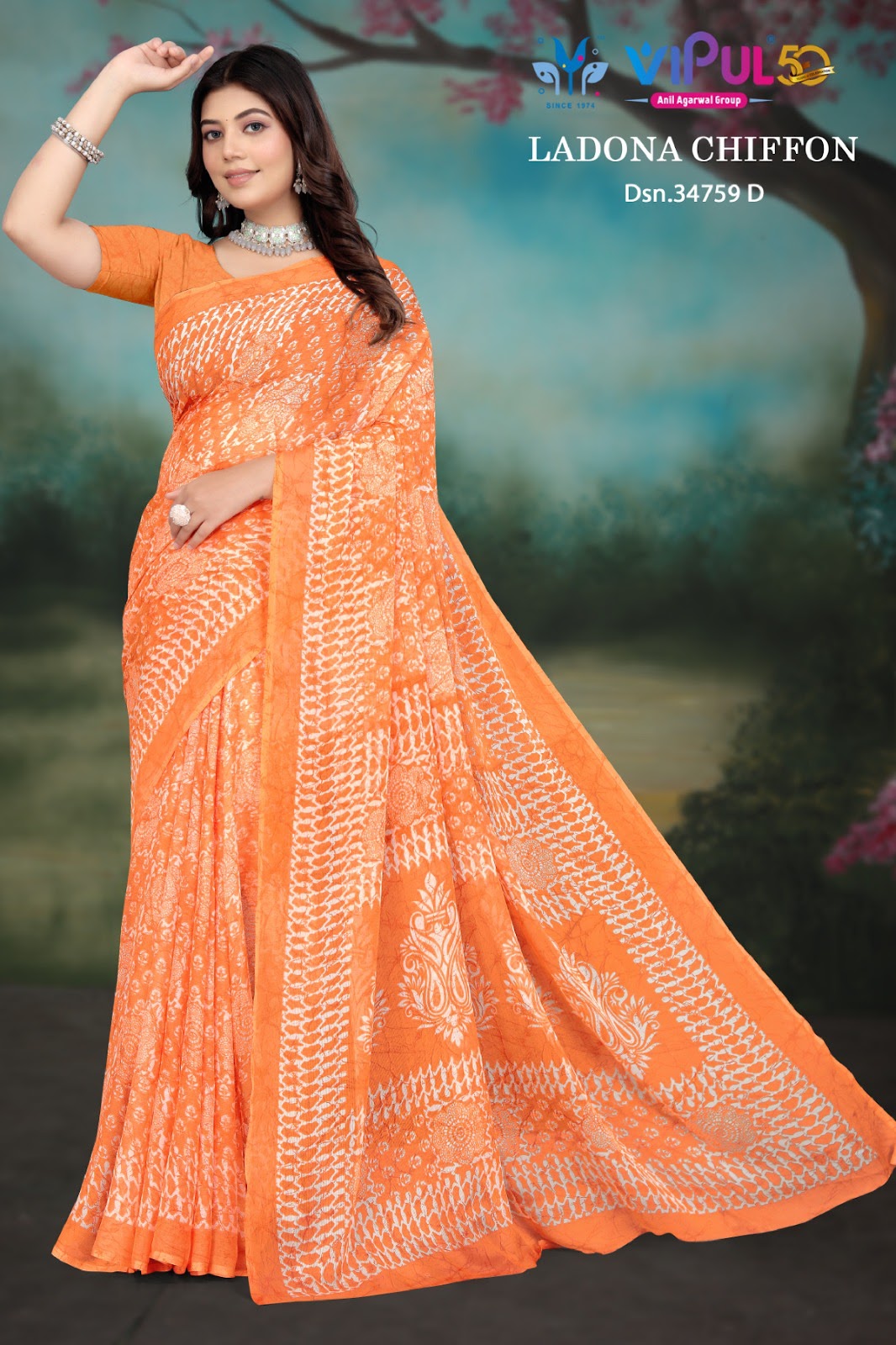 Ladona 34759 Vipul Chiffon Sarees Supplier