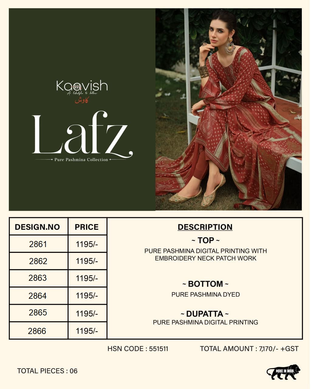 Lafz Kaavish Viscose Pashmina Suits Exporter Gujarat