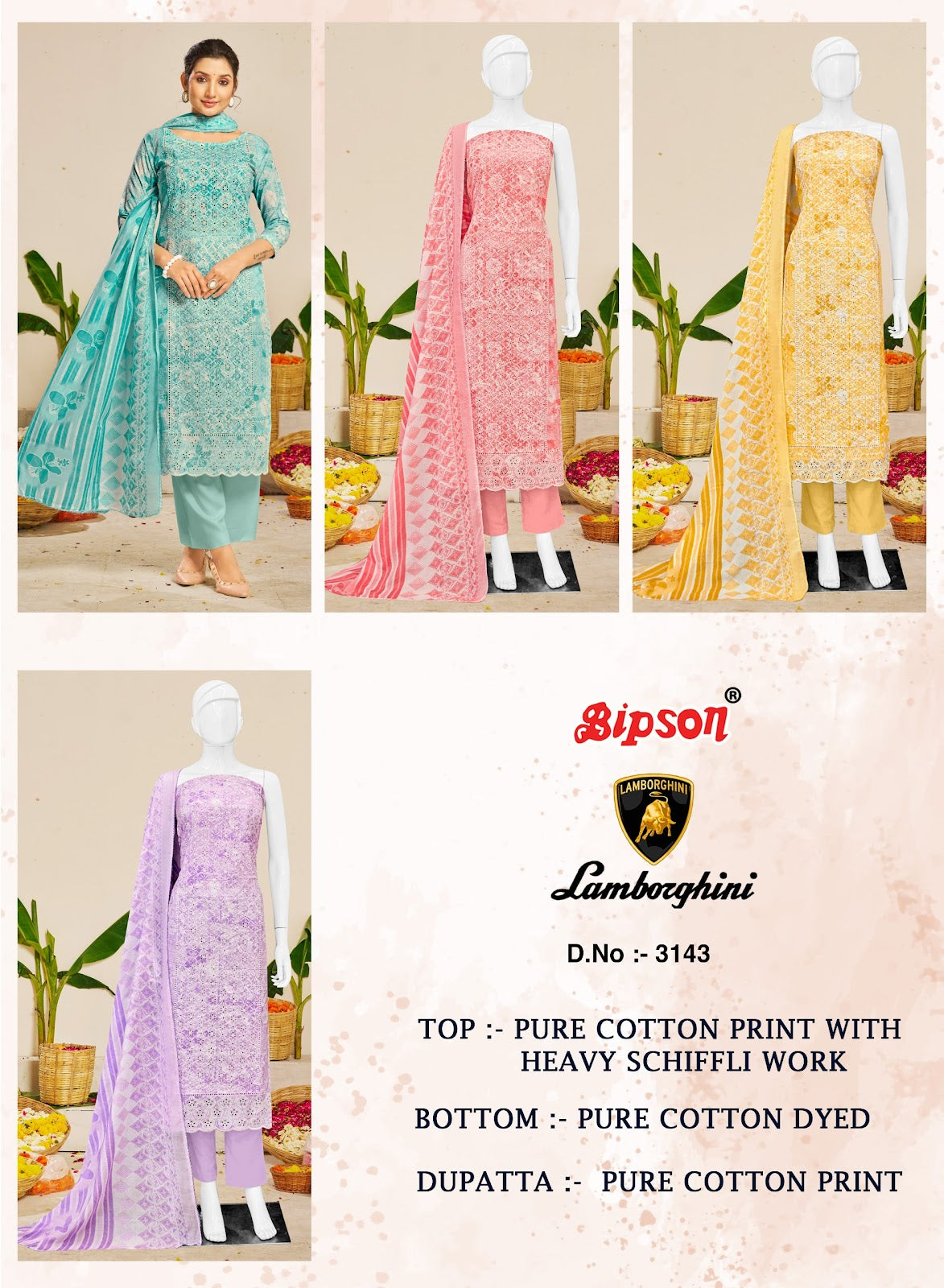 Lamborghini 3143 Bipson Prints Pure Cotton Pant Style Suits Manufacturer