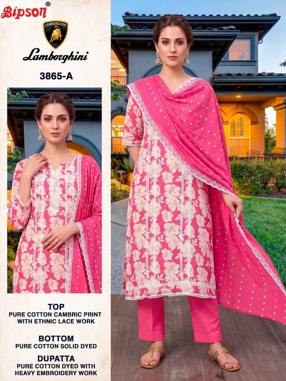 Lamborghini 3865 Bipson Prints Cotton Pant Style Suits Manufacturer India