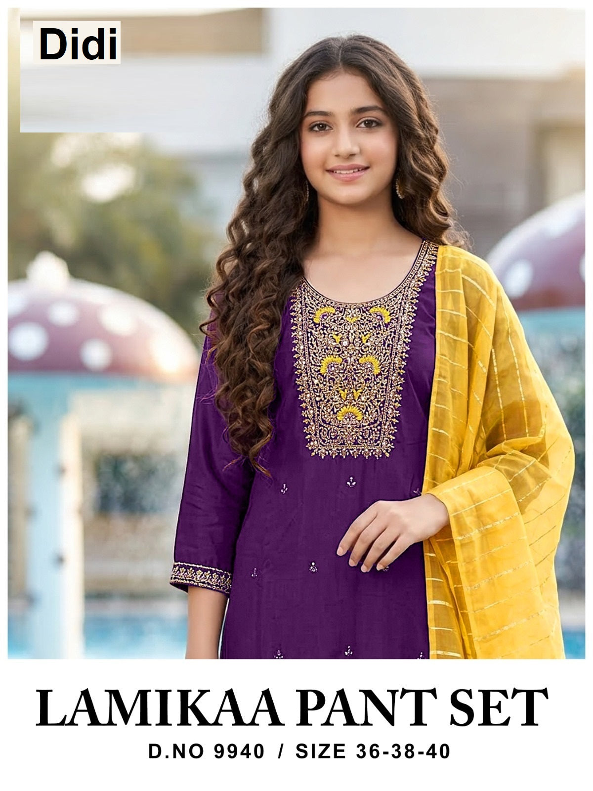 Lamikaa Dn 9940 Didi Gaji Silk Girls Readymade Pant Suits Wholesale Price