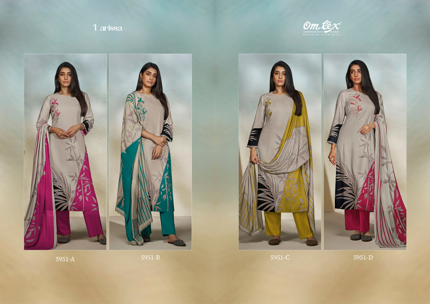 Larissa 5951 Omtex Pashmina Suits Manufacturer