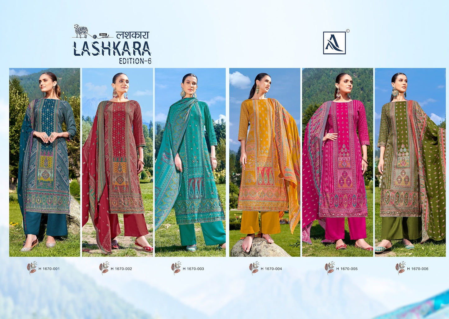 Lashkara Edition 6 Alok Viscose Pashmina Suits Wholesaler India