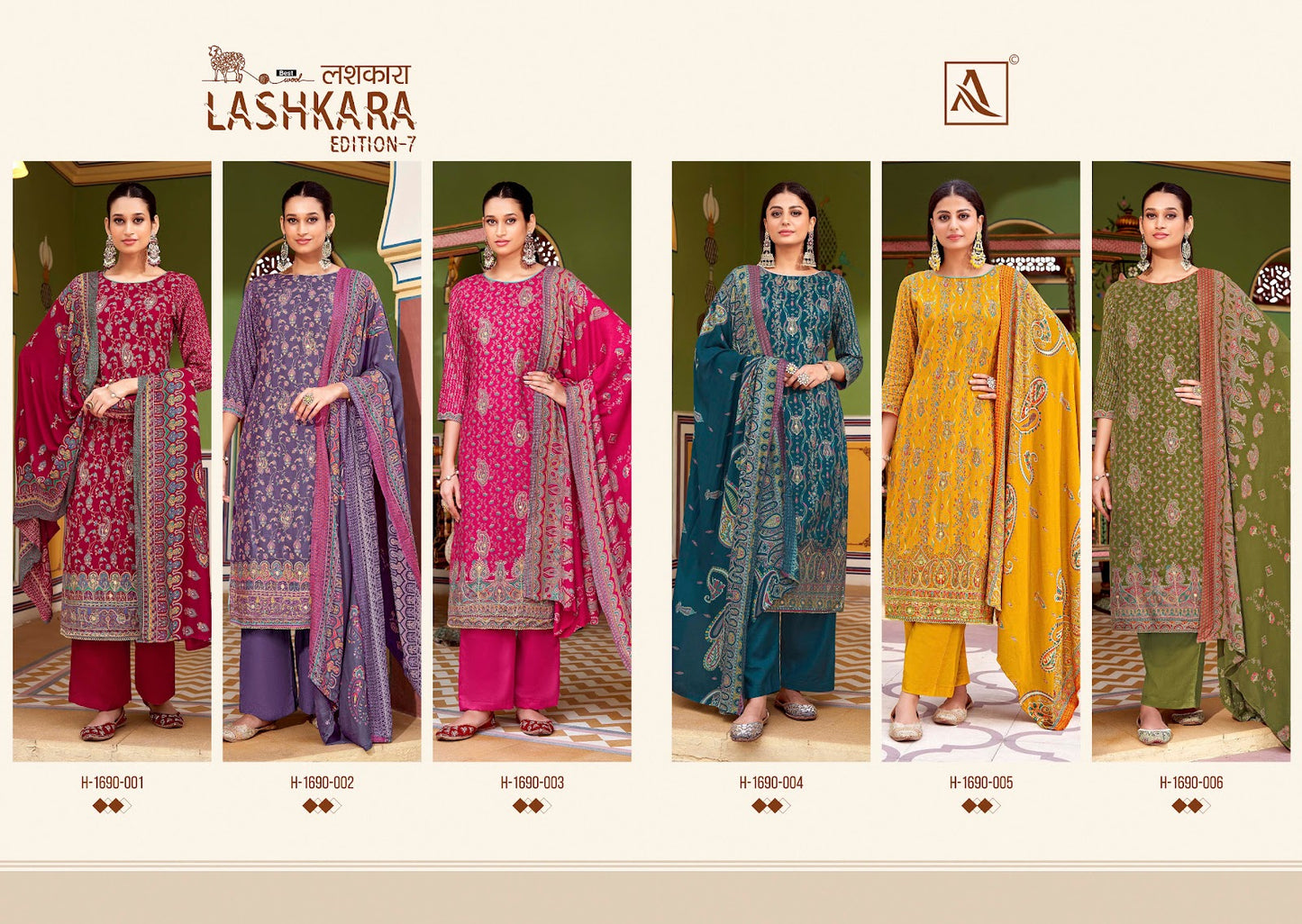Lashkara Edition 7 Alok Viscose Pashmina Suits Supplier Gujarat