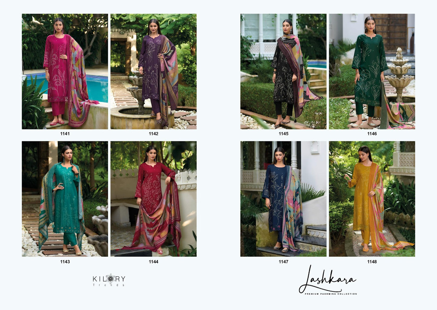 Lashkara Kilory Viscose Pashmina Suits Wholesaler India