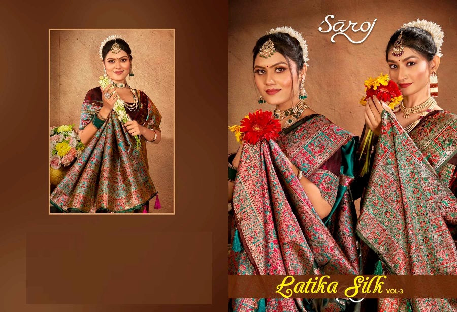 Latika Silk Vol 3 Saroj Satin Silk Sarees Wholesale Rate