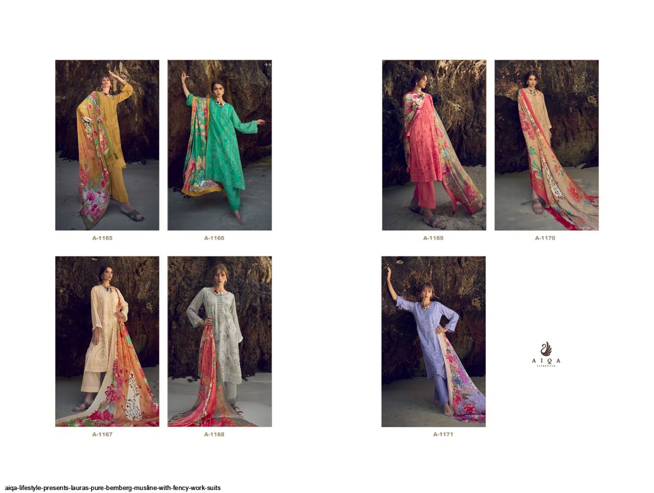 Lauras Aiqa Muslin Pant Style Suits Wholesale Rate