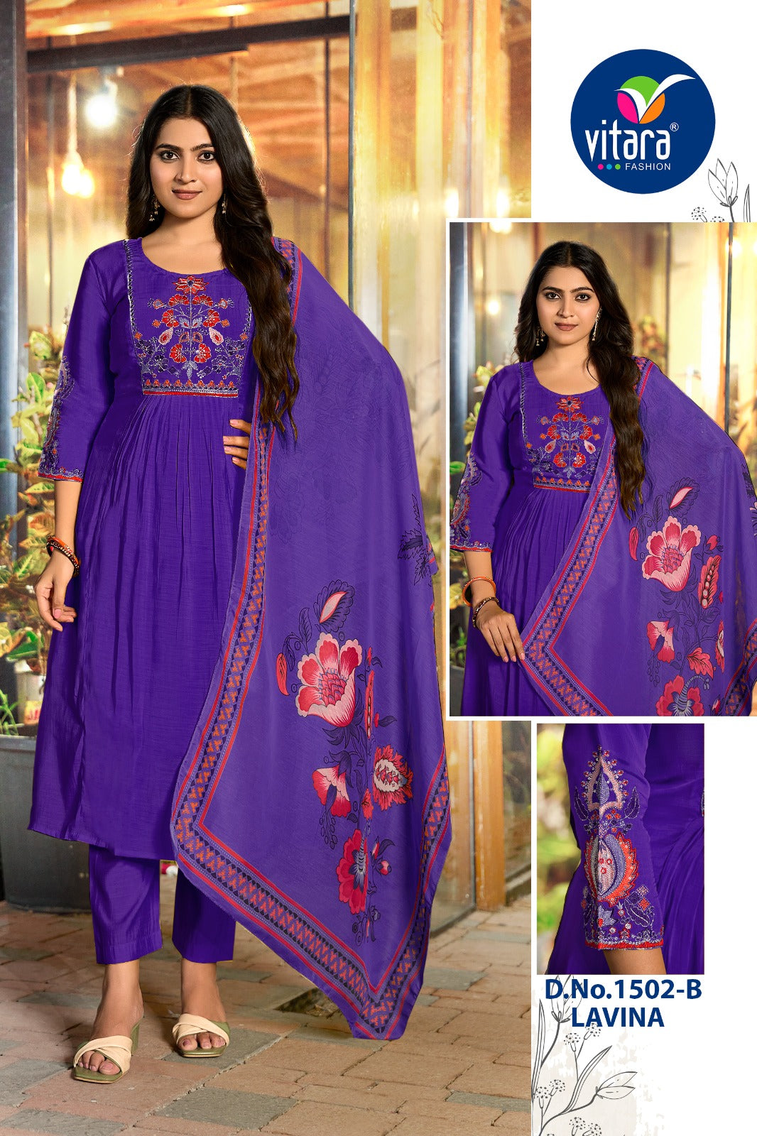 Lavina Vitara Chanderi Readymade Pant Style Suits Exporter