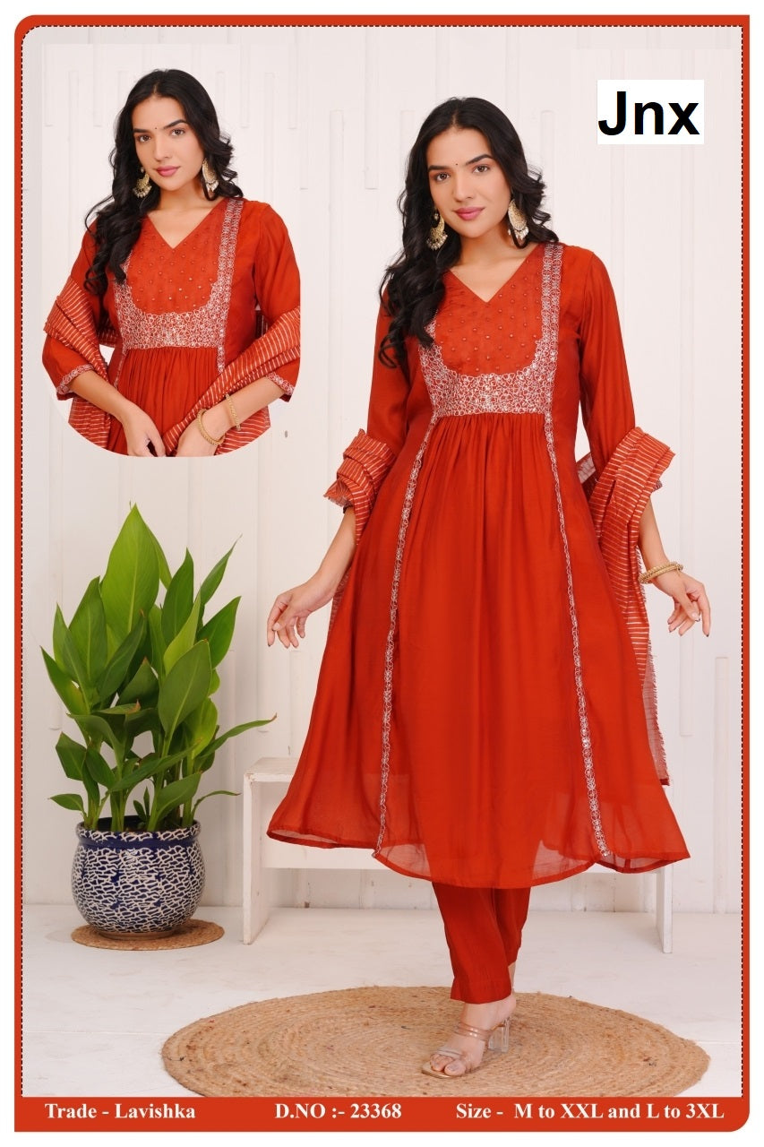Lavishka Jnx Mul Chanderi Readymade Anarkali Suits Exporter Gujarat