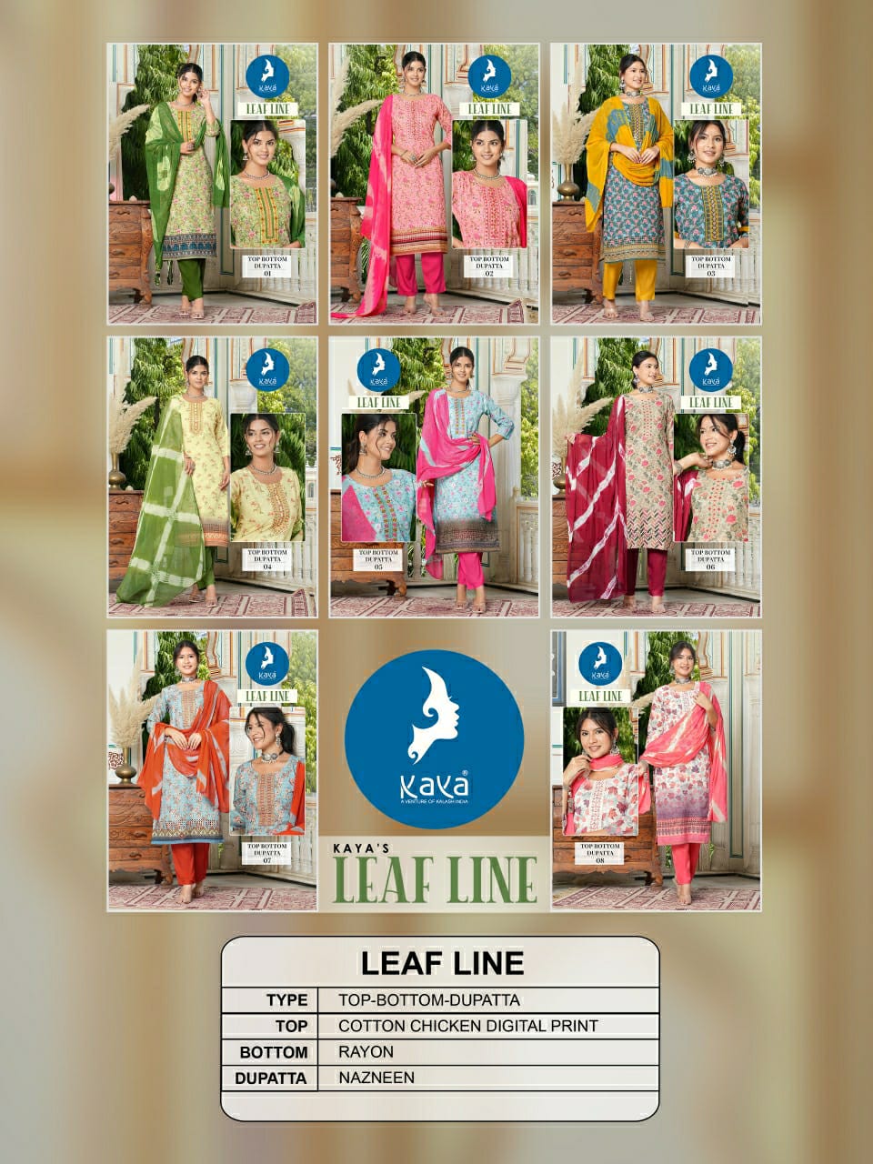 Leaf Line Kaya Cotton Readymade Pant Style Suits Wholesaler