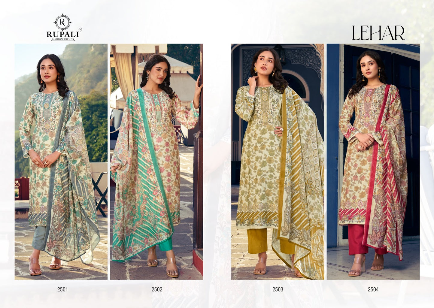 Lehar Vol 2 Rupali Viscose Muslin Karachi Salwar Suits Manufacturer Ahmedabad