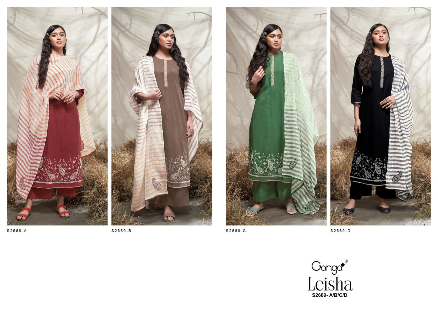 Leisha S2689 Ganga Cotton Plazzo Style Suits Manufacturer Gujarat