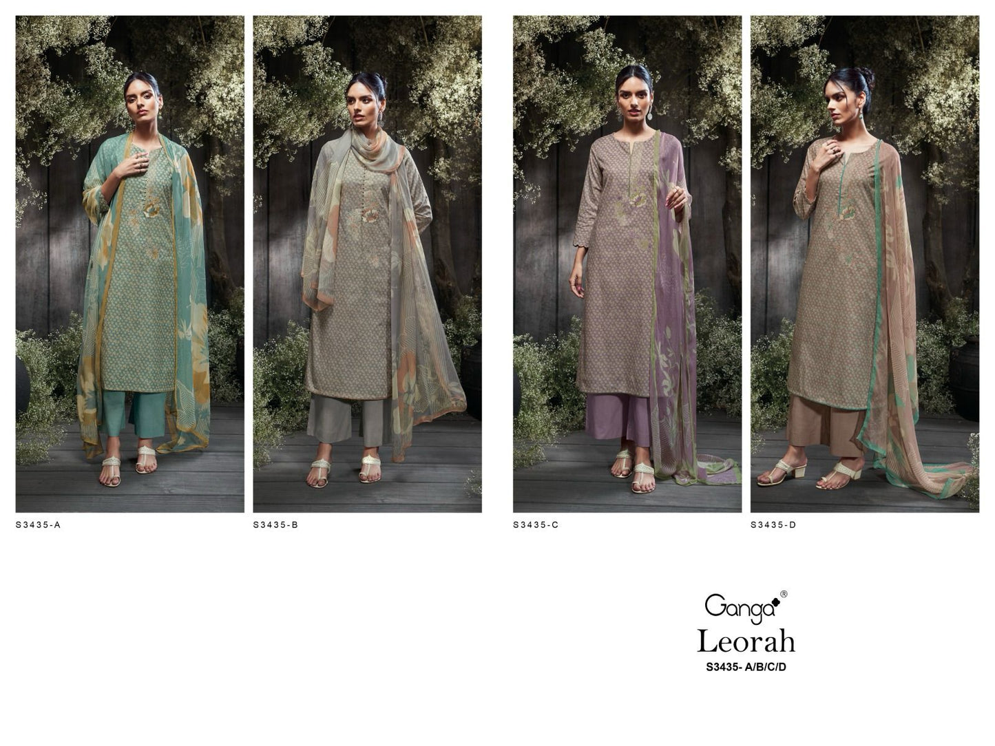 Leorah 3435 Ganga Premium Cotton Plazzo Style Suits Wholesaler Ahmedabad