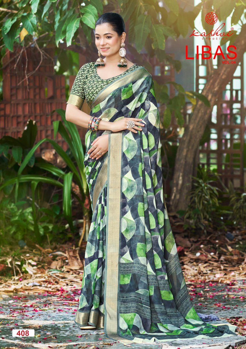 Libas Vol 4 Kashvi Creation Dull Moss Sarees Exporter