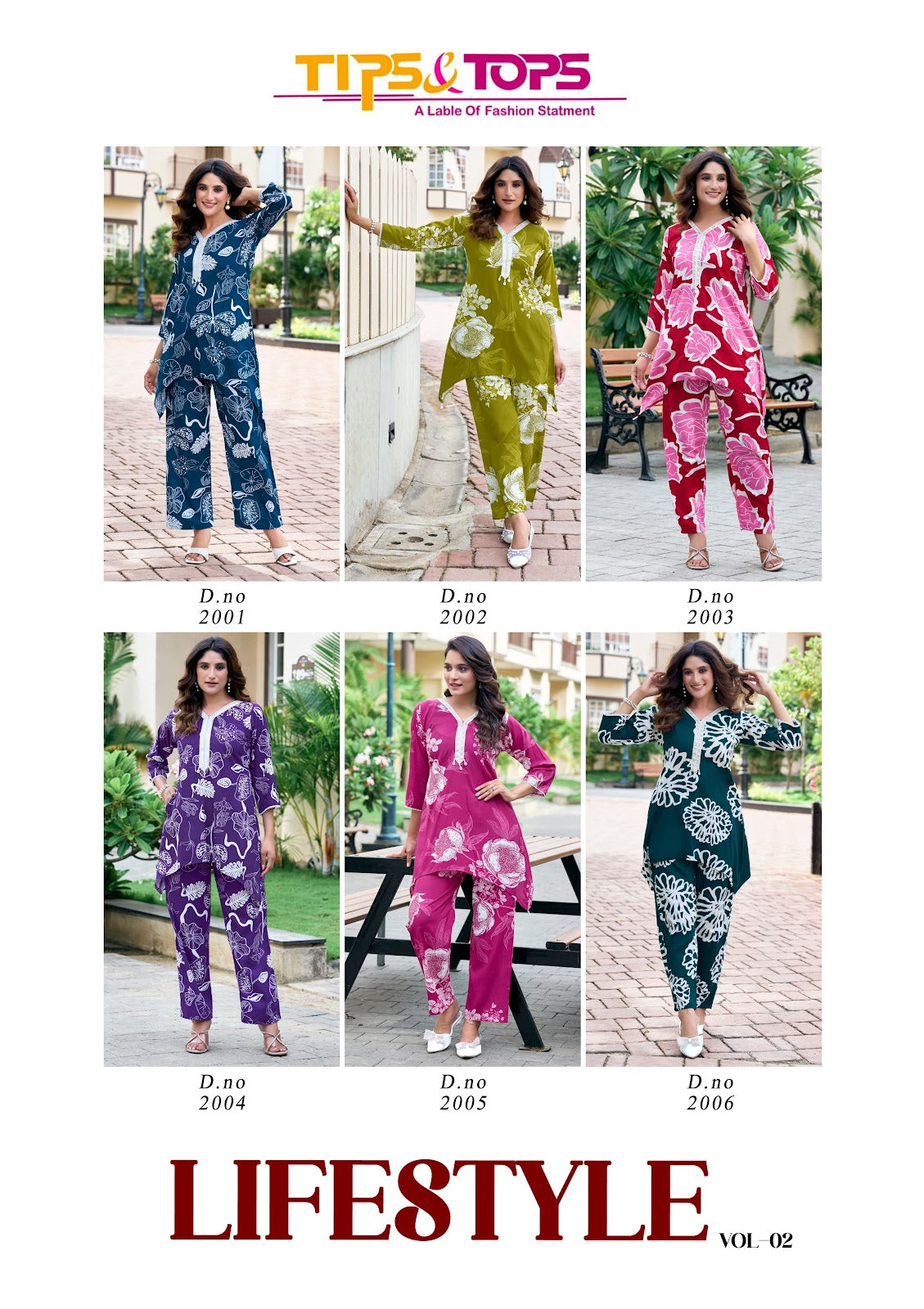 Lifestyle Vol 2 Tips Tops Reyon Co Ord Set Wholesale Price