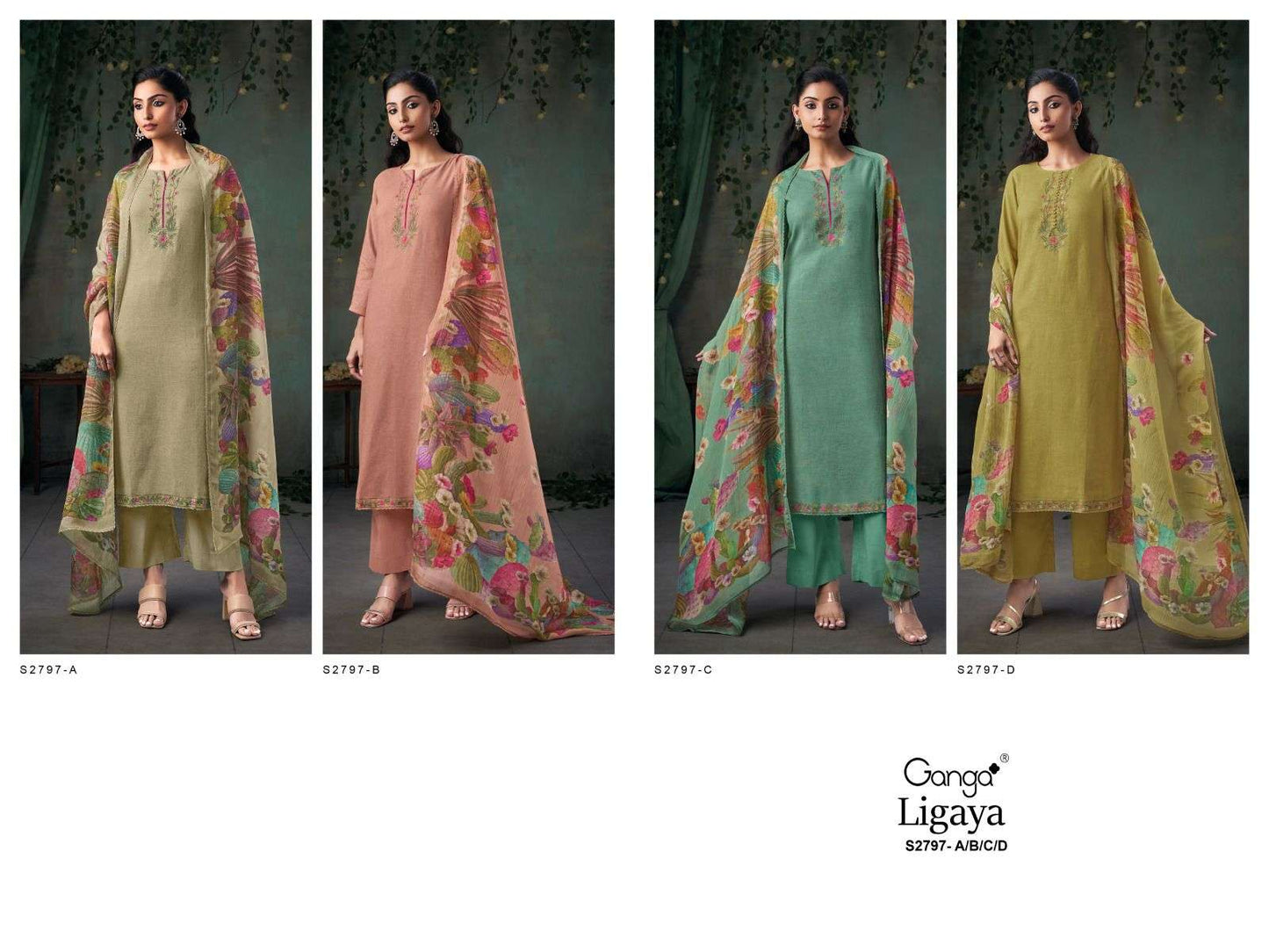 Ligaya 2797 Ganga Pure Khadi Plazzo Style Suits Manufacturer Ahmedabad