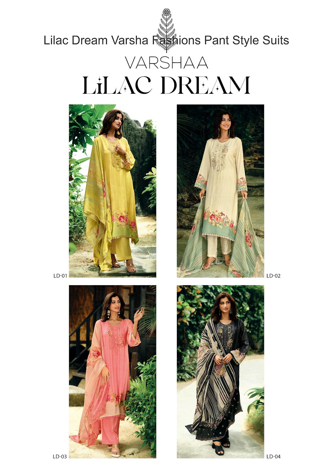 Lilac Dream Varsha Fashions Viscose Muslin Pant Style Suits Wholesale Price