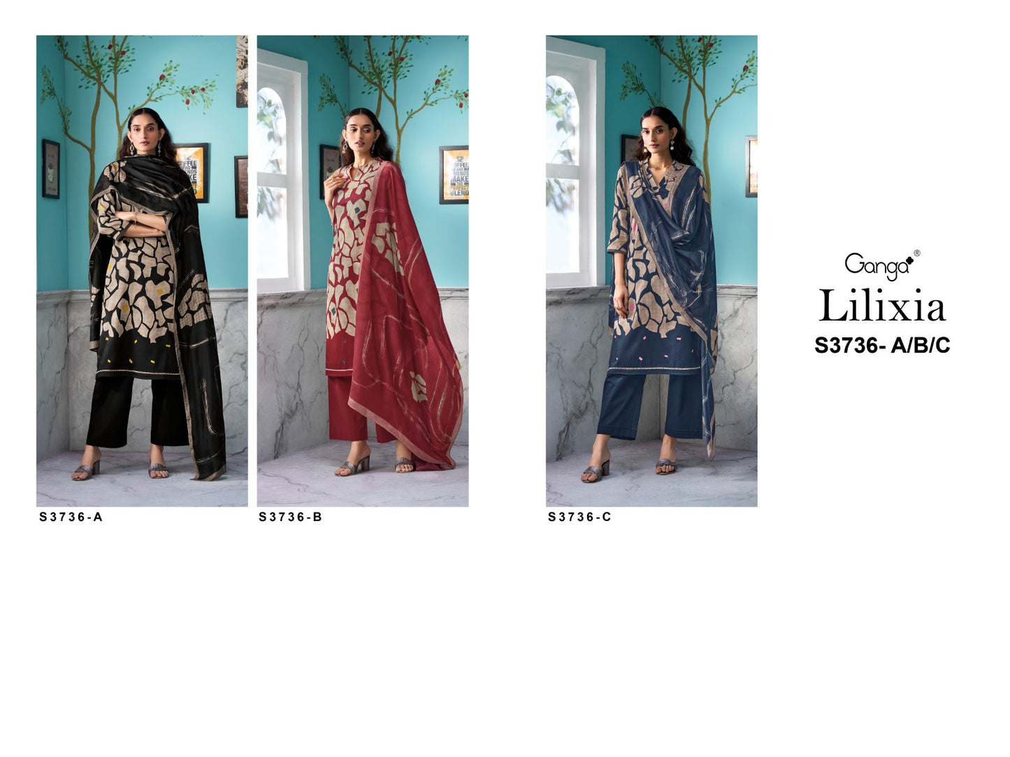 Lilixia 3736 Ganga Premium Cotton Pant Style Suits Wholesaler Gujarat