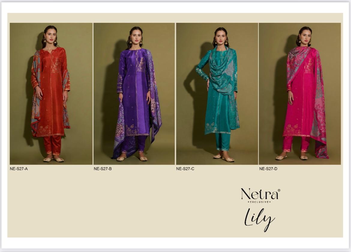 Lily Netra Silk Jacquard Pant Style Suits Wholesaler Gujarat