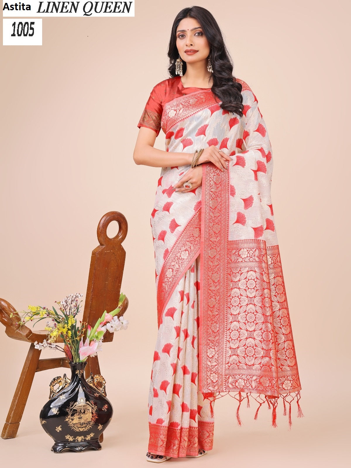 Linen Queen 1001-1006 Astita Linen Cotton Sarees Wholesaler Ahmedabad
