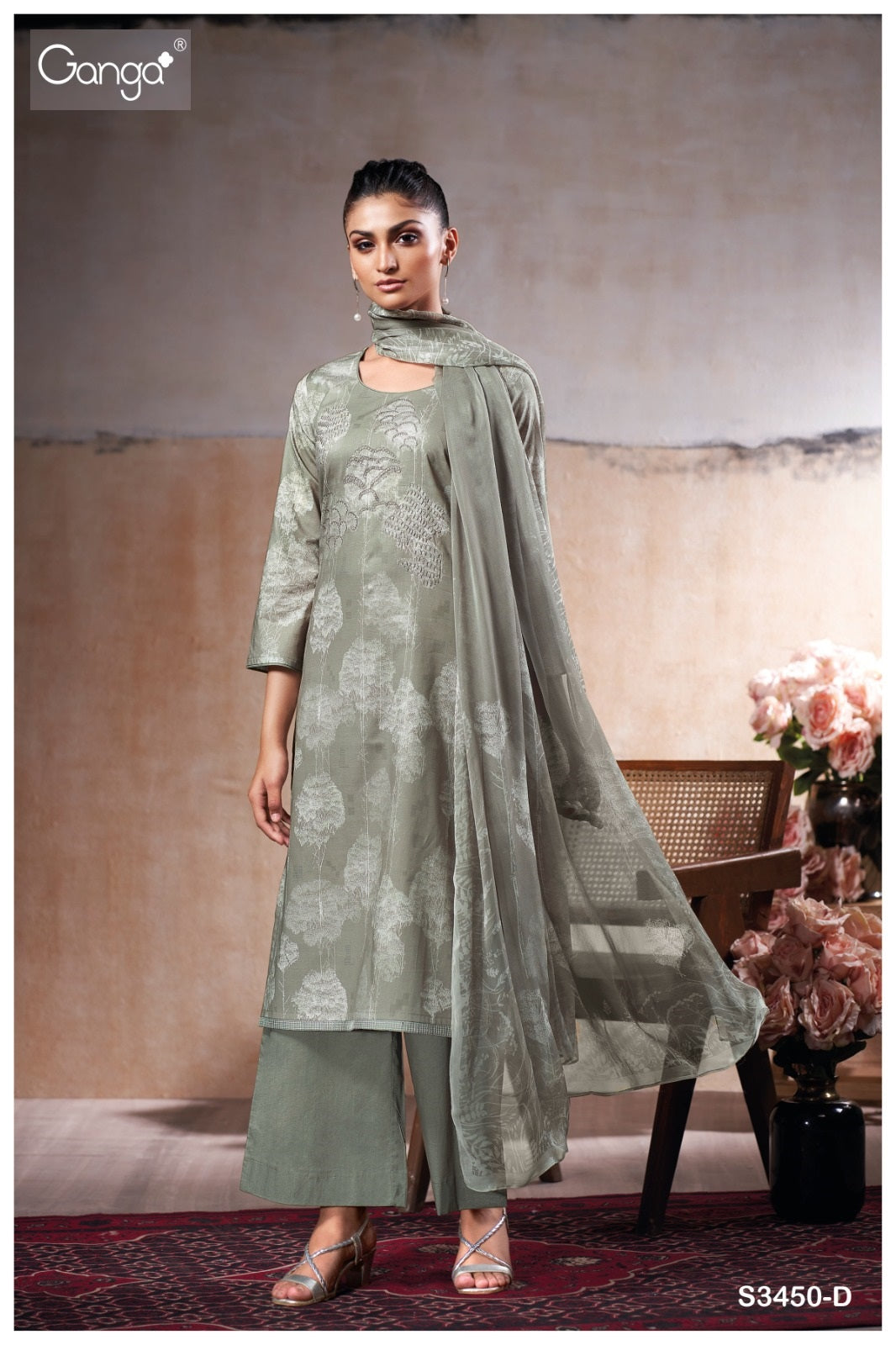 Linzy 3450 Ganga Cotton Plazzo Style Suits Wholesale Price