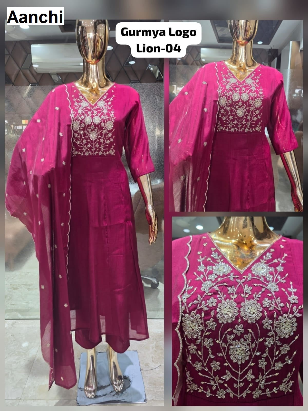 Lion Gurmaya Aanchi Mul Chanderi Readymade Suits Supplier