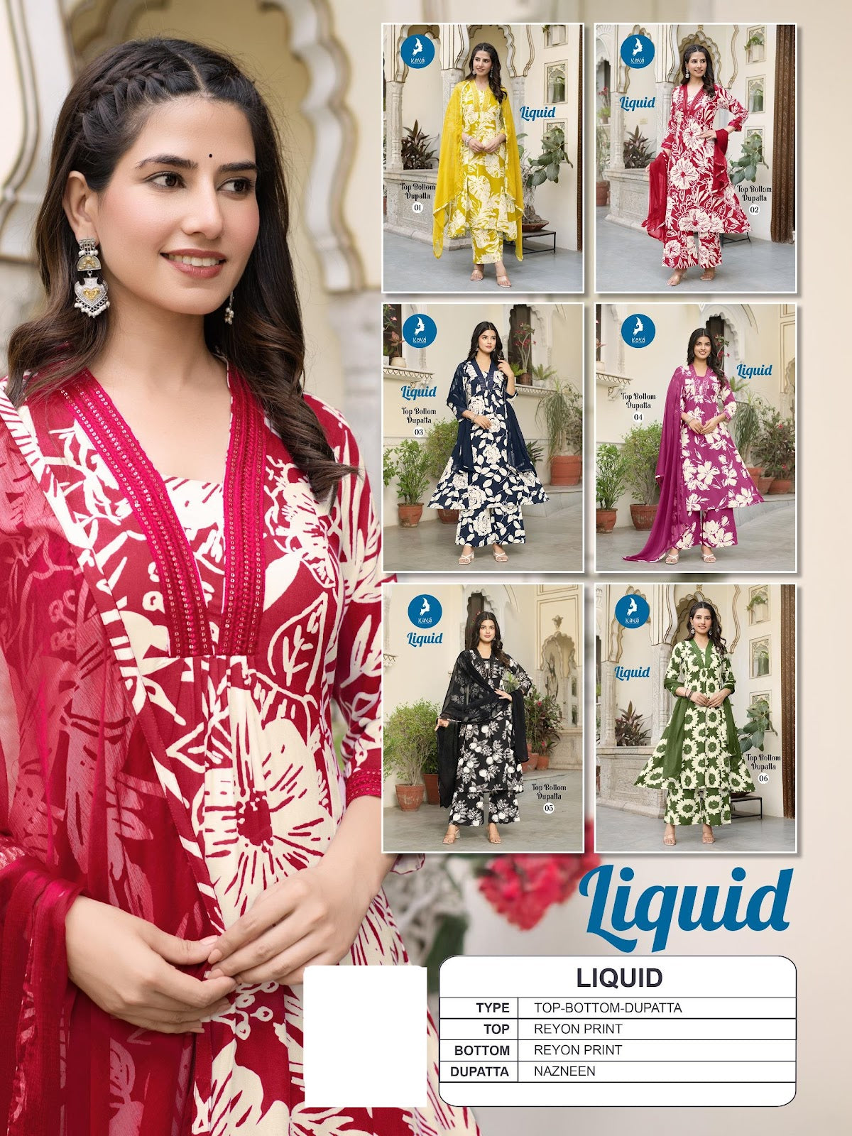 Liquid Kaya Reyon Readymade Anarkali Suits Manufacturer