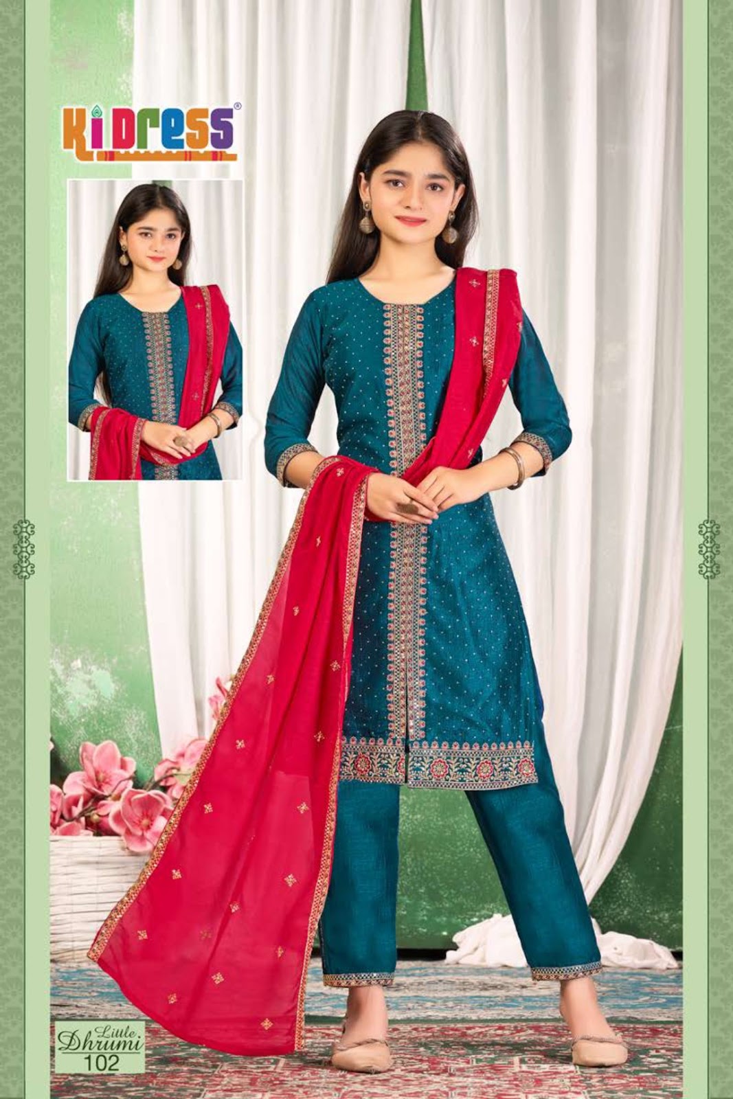 Little Dhrumi Kidress Aanchi Vichitra Silk Girls Readymade Pant Suits Wholesale Rate