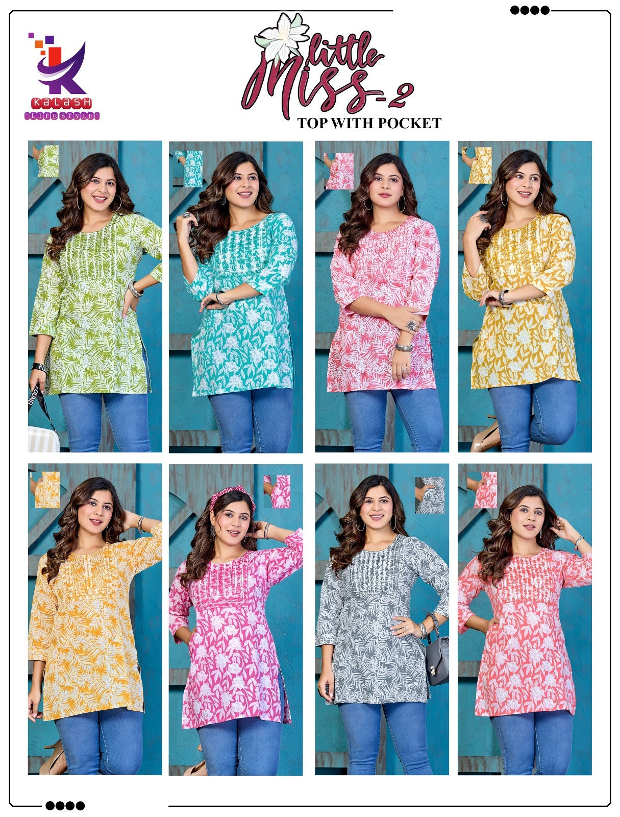 Little Miss 2 Mlm Kalash Lifestyle Rayon 14Kg Short Kurtis Supplier India