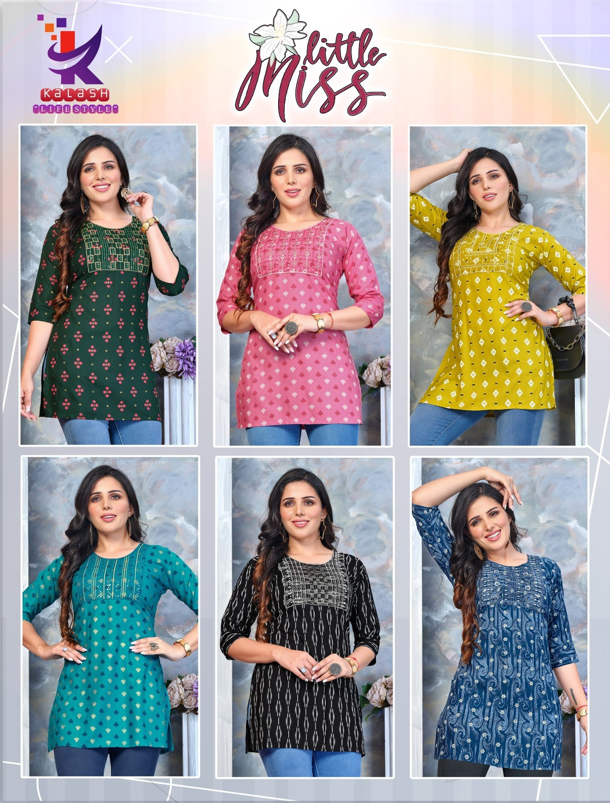 Little Miss Mlm Kalash Lifestyle Rayon Short Kurtis Manufacturer Gujarat