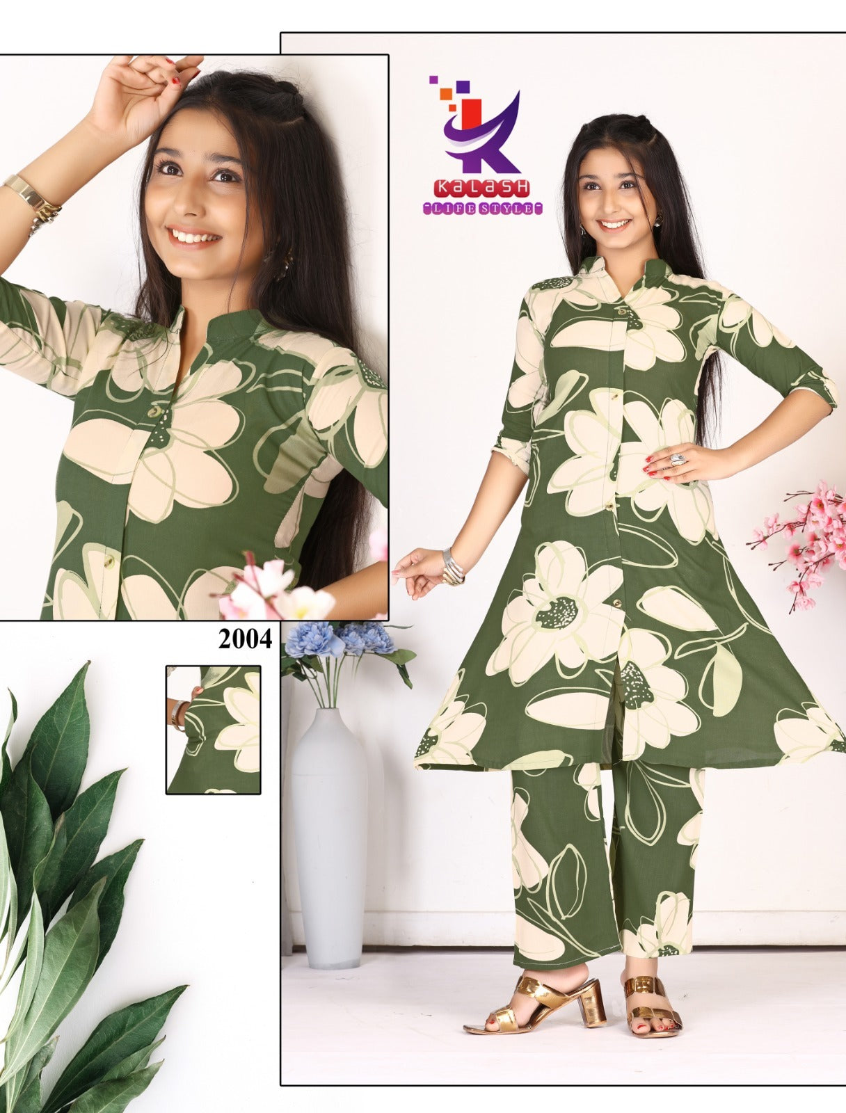 Little One Mlm Kalash Lifestyle Rayon 17Kg Girls Co Ord Set Wholesale Price