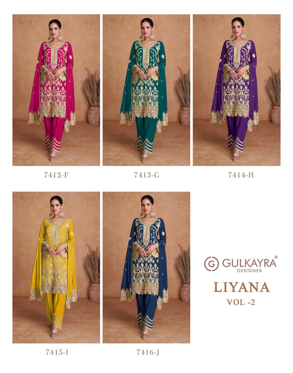 Liyana Vol 2 Gulkayra Designer Chinon Readymade Pant Style Suits Exporter Gujarat