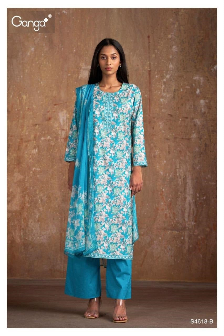 Lohita 4618 Ganga Cotton Pant Style Suits Exporter Gujarat