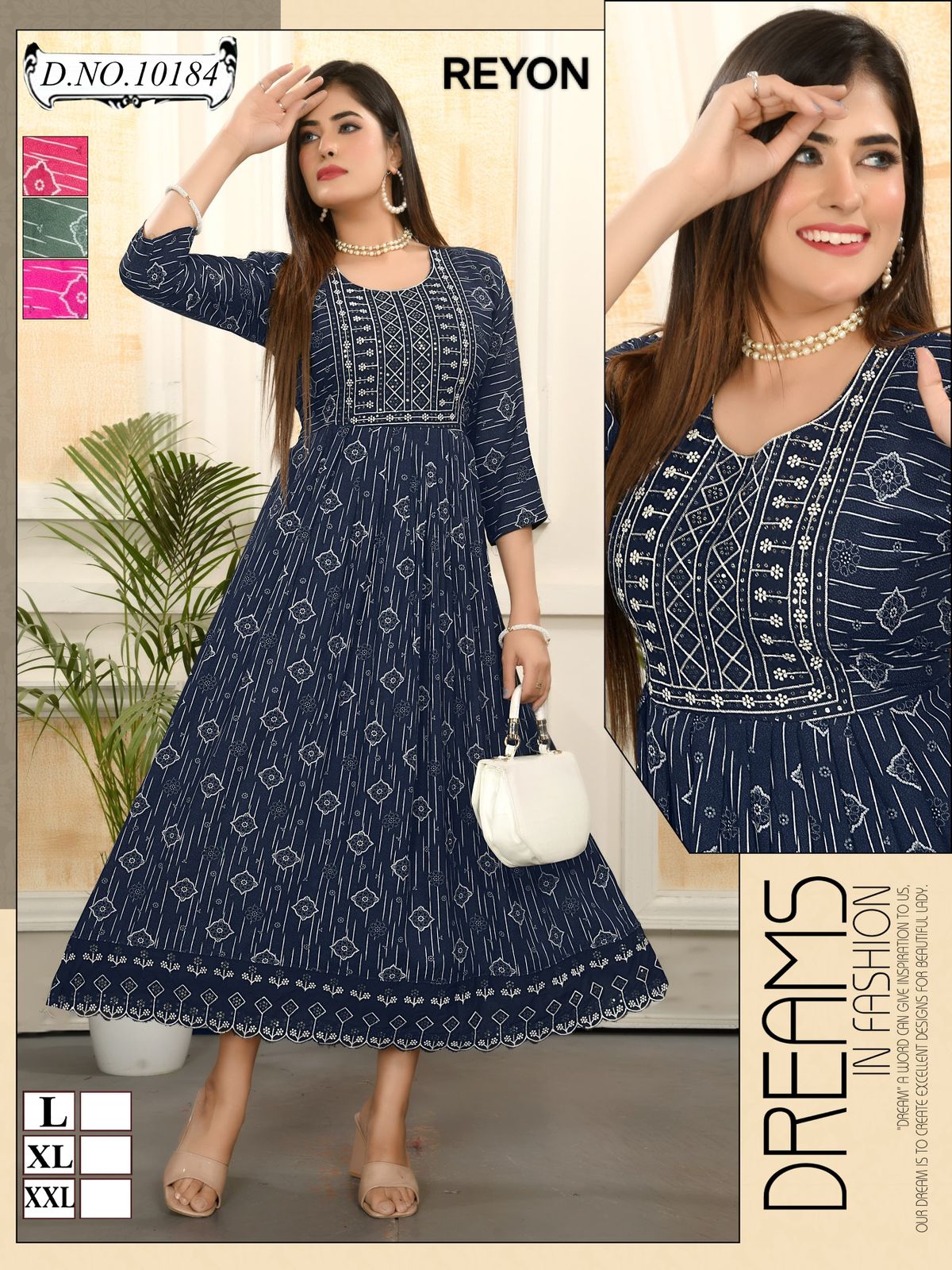 Long Ghera 1807 Mmc Reyon Anarkali Kurtis Manufacturer